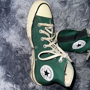 Converse Forest Green High-Tops with Cream Accents